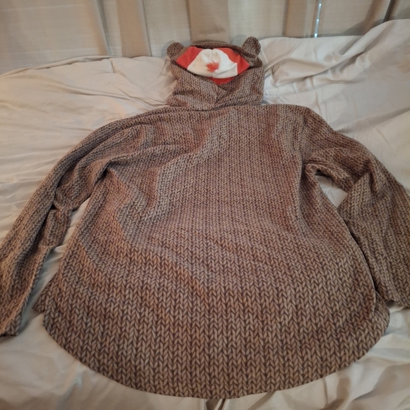 Underland Sock Monkey Women's Brown Patterned Hoodie with White & Orange Accents - Picture 7 of 8